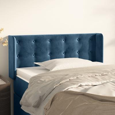 Hoofdbord met randen 103x16x78/88 cm fluweel donkerblauw