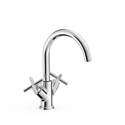 Wastafelkraan Tres Mont Blanc | Opbouw | Mengkraan | Standaard model | 2-knops | Rond | Chroom