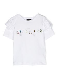 John Richmond Junior t-shirt strassé à logo imprimé - Blanc