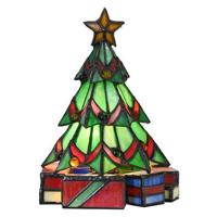 Clayre & Eef Tiffany Tafellamp Kerstboom 17x17x23 cm Groen Glas - thumbnail