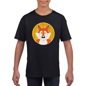 Dieren vos shirt zwart jongens en meisjes