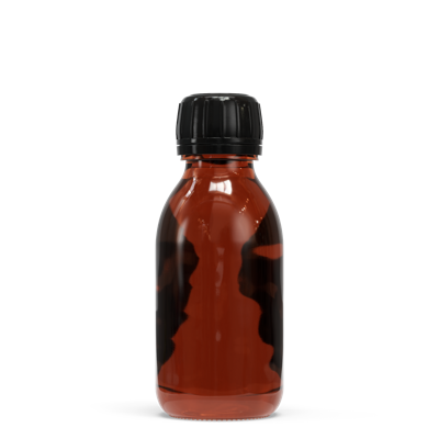 Glazen fles - Bruin (incl. varierende doppen) 100 ml (Brede hals - DIN28) / Afsluitdop