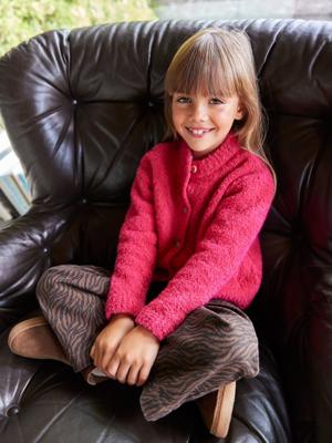Vestje van bouclé voor meisjes fuchsia