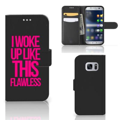 Samsung Galaxy S7 Hoesje met naam Woke Up - Origineel Cadeau Zelf Maken | Portemonnee hoesje