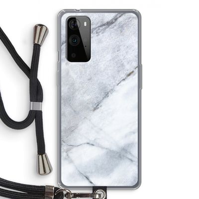 Witte marmer: OnePlus 9 Pro Transparant Hoesje met koord