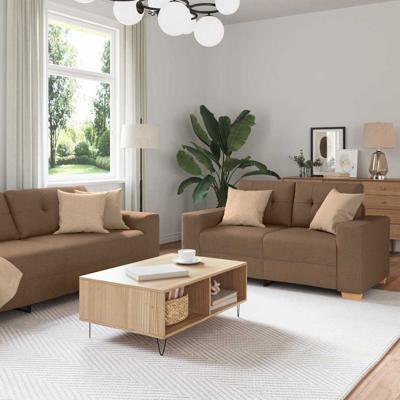 Bankstel met kussen 2 pcs Bruin 221 x 78 x 80 cm Stof