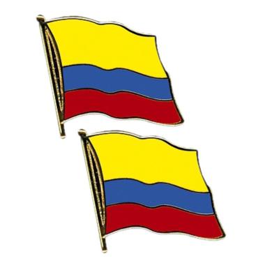 Pin Vlag Colombia - 2x stuks - 2 cm - vlaggen speldje - supporter - mini broche