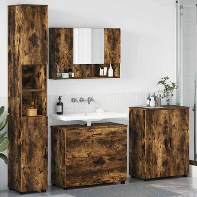 Badkamermeubelset met lade 4 pcs Gerookt eiken 30 x 35 x 192 cm