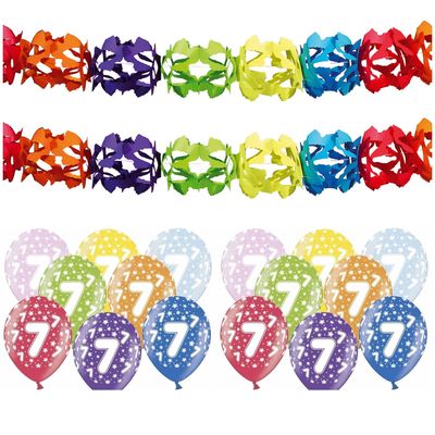 Verjaardag feest 7 jaar versieringen pakket feestslingers en ballonnen