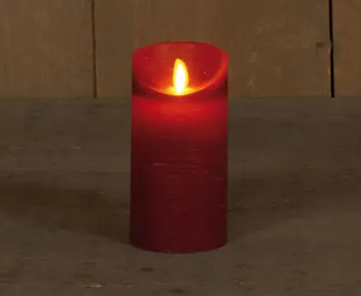 Anna&apos;s Collection LED kaars flame effect rustiek 7.5x15cm bordeaux 1 stuks