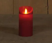 Anna&apos;s Collection LED kaars flame effect rustiek 7.5x15cm bordeaux 1 stuks
