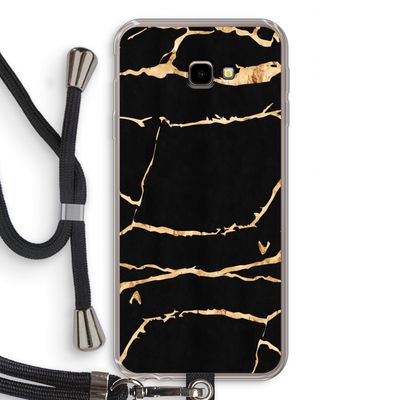 Gouden marmer: Samsung Galaxy J4 Plus Transparant Hoesje met koord