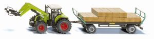 Siku 1946 Tractor met balen grijper en trailer voor ronde balen 1:50