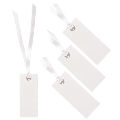 Santex Cadeaulabels met lintje - set 48x stuks - wit - 3 x 7 cm - naam tags