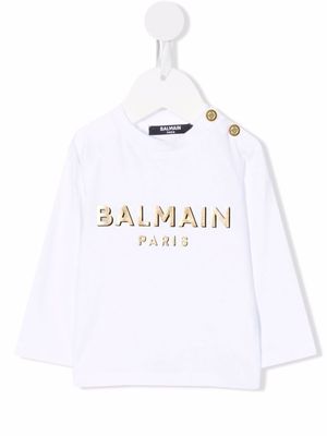 Balmain Kids t-shirt à logo imprimé - Blanc