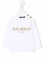 Balmain Kids t-shirt à logo imprimé - Blanc
