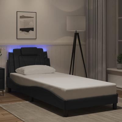 Bedframe met LED-verlichting kunstleer zwart 90x190 cm