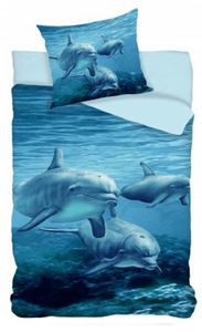 Dolfijnen dekbedovertrek 140 x 200 cm - 70 x 90 cm - Katoen
