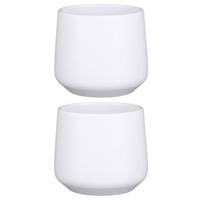 Mica Decorations Plantenpot - 2x stuks - mat wit - H15,5xD17 cm - keramiek - voor kamerplant - bloem