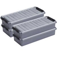 Sunware Opberg boxen 8x stuks - 2.5 en 3.5 liter - kunststof - grijs - met deksel