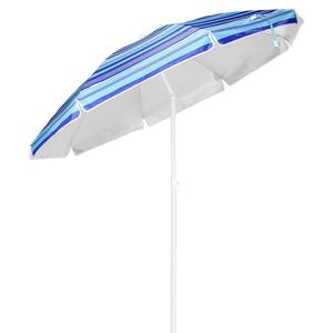 Tuin/strand parasol - 200 cm - blauw gestreept - UV werend - met draagtas