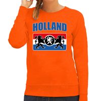 Oranje fan sweater / trui Holland met een Nederlands wapen EK/ WK voor dames 2XL  - - thumbnail