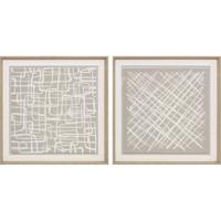Schilderij Home ESPRIT Wit Beige Abstract Stads 80 x 5 x 80 cm (2 Stuks)