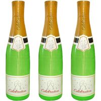 3x Stuks grote opblaasbare champagne fles Oud en Nieuw accessoires/decoratie 180 cm