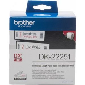 Brother DK-22251 Zwart en rood op wit DK labelprinter-tape - [PABU001]