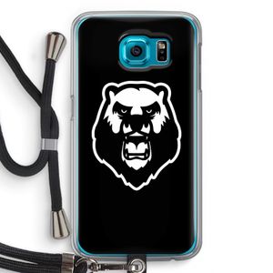Angry Bear (black): Samsung Galaxy S6 Transparant Hoesje met koord