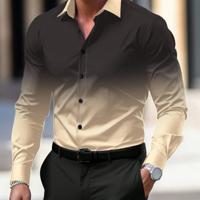 Bon&Bon Homme Men's Red Ombre Long Sleeve Shirt | Regular Fit Khaki / XL