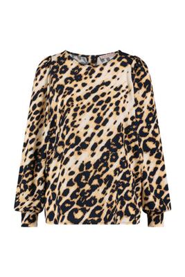 Suzie crepe animal blouse - offwhite/mustard - 07059