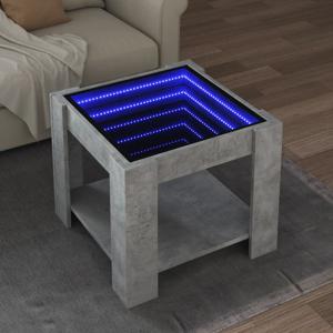 Salontafel met LED 53x53x45 cm bewerkt hout betongrijs