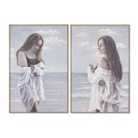 Schilderij Home ESPRIT Vrouw Mediterrane 80 x 3,5 x 120 cm (2 Stuks)