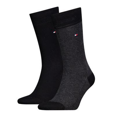 Tommy Hilfiger Sokken Heren Birdseye 2-pack Zwart-39/42