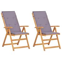 Tuinstoelen 2 st verstelbaar massief acaciahout bruin - thumbnail