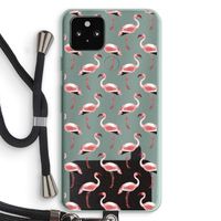 Flamingoprint groen: Pixel 5a 5G Transparant Hoesje met koord