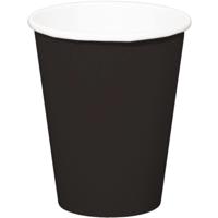 Folat Feest drinkbekers - 8x stuks - zwart - papier - 350 ml - verjaardag/party