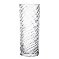 Gerimport Bloemenvaas cilinder - geribbeld glas - D10 x H25 cm   - - thumbnail