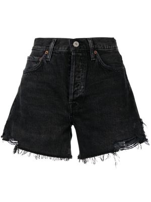 AGOLDE short en jean à bords francs - Noir
