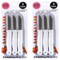 Haushaltshelden keukenmesjes/schilmesjes - 6x - RVS - wit - 16 cm