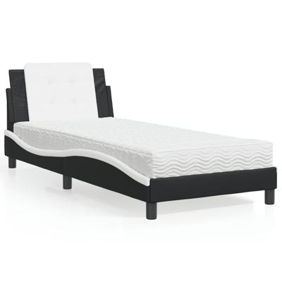 Bed met matras kunstleer zwart en wit 80x200 cm