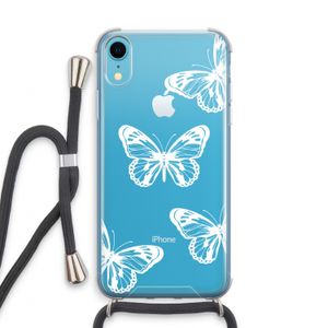 White butterfly: iPhone XR Transparant Hoesje met koord