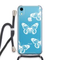 White butterfly: iPhone XR Transparant Hoesje met koord