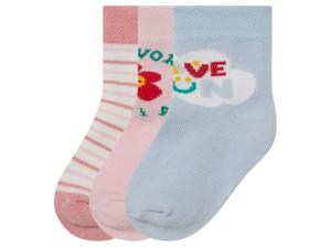 lupilu 3 paar baby sokken (Zonder print, roze/blauw/roze, 19/22)