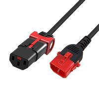 ACT AK5501 Netsnoer C13 / C14 Dual IEC LOCK | Zwart | 50 cm