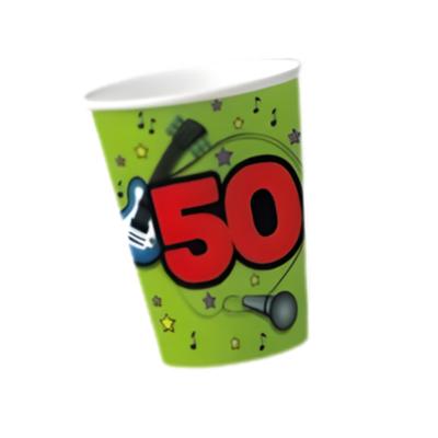10x stuks papieren bekers party 50 jaar verjaardag groen