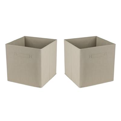 Opbergmand/kastmand Square Box - 6x - karton/kunststof - 29 liter - beige - 31 x 31 cm