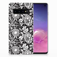 Samsung Galaxy S10 TPU Case Black Flowers - thumbnail