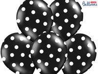Ballonnen Pastel Zwart Met Witte Stippen - 6 Stuks